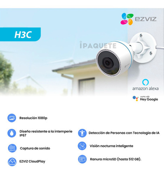 Kit 2 Cámaras Seguridad Ip Ezviz Wifi Exterior Bullet 1080p 1
