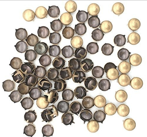 Tachas Redondas 8mm X 100u. 4dientes Tono Bronce 0