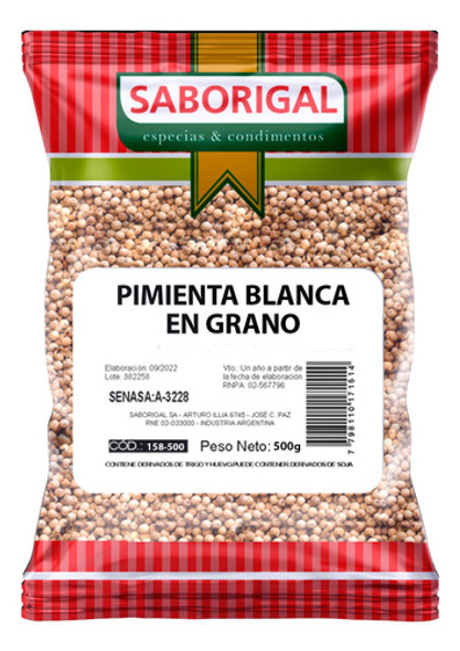 Especias Pimienta Blanca En Grano X 500 Gr Saborigal 0 Especias Pimienta Blanca En Grano X 500 Gr Saborigal 0