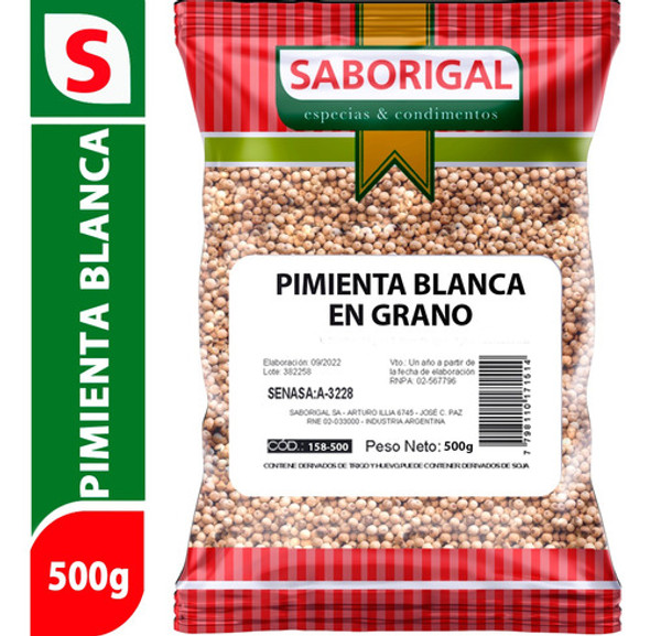 Especias Pimienta Blanca En Grano X 500 Gr Saborigal 0 Especias Pimienta Blanca En Grano X 500 Gr Saborigal 0