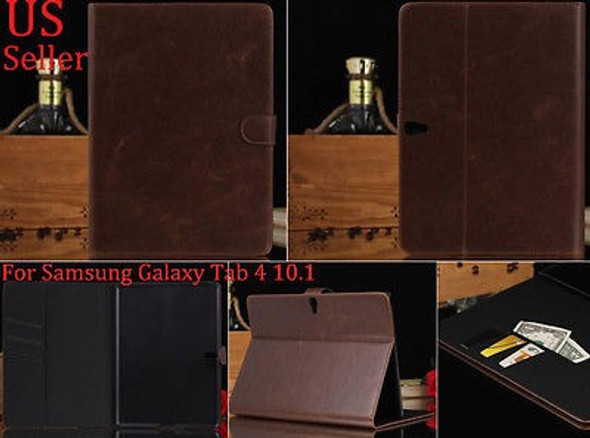 Cuero Marrón Oscuro Flip Cartera Base Caso Tapa Samsung Gala 0