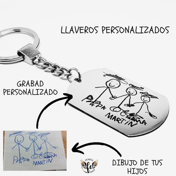 Llavero Con Doble Grabado Dibujos De Tus Hijos (fre/dorso) 0