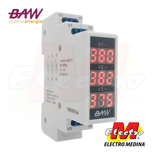 Voltimetro Digital Trifasico 1 Modulo Din Baw Electro Medina 0