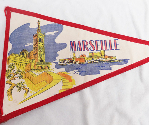 Banderin Marsella Escudo Marseille Antiguo Original 1