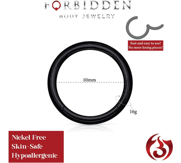 Forbidden Picercing Aro Titanio Cuerpo 16g 3/8 (negro) 1