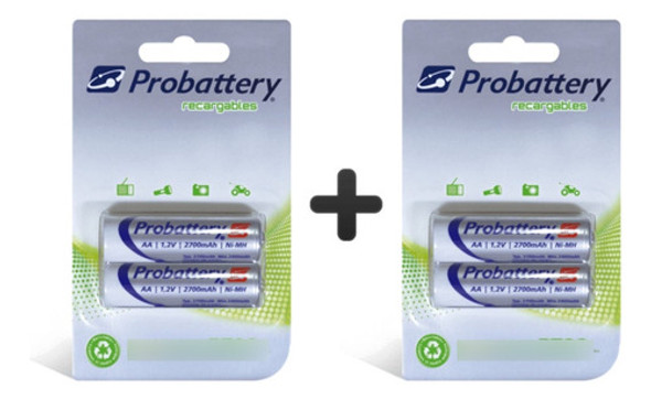 Combo X 2 Blister Pilas Aa Probattery 2700 Mah Recargables 0