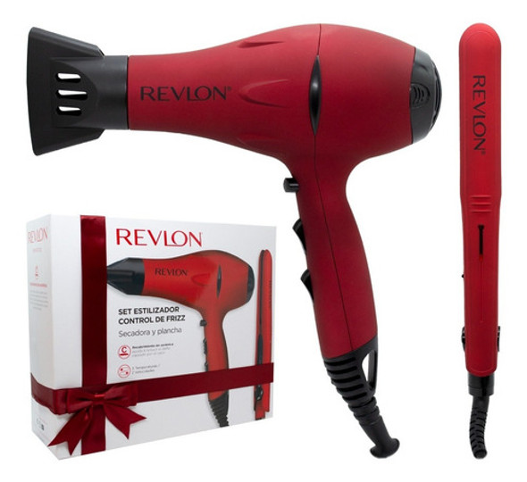 Revlon Kit Secador 2000w + Planchita Pelo Peluquería 6c 0