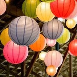 Luminária Oriental Colorida De Tecido 20cm Decoração 1