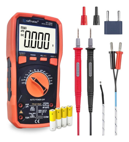 Multímetro Digital True Rms Auto Range Capacitor Temperatura 0