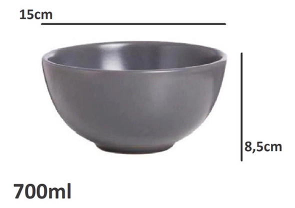Kit 10 Tigelas Cumbuca 700ml Bowl Pote Em Melamina Cinza 1