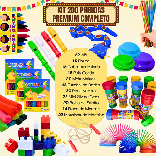 Kit 200 Prenda Festa Junina Premium Brinquedo Brinde Criança 1