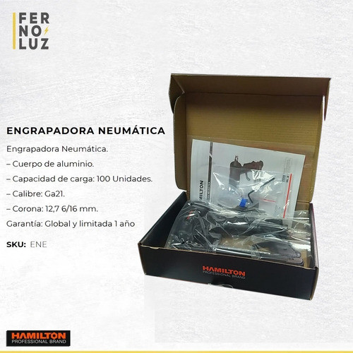 Engrampadora Neumática Prof 6/16mm Hamilton Ene 1