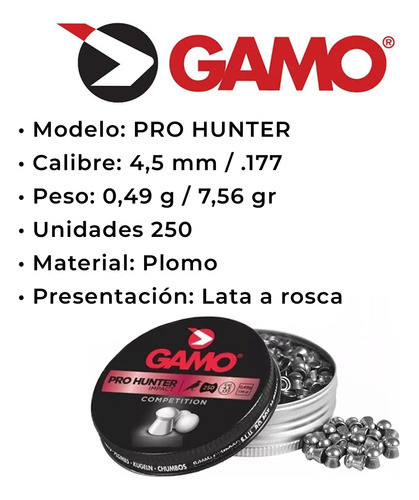 Balines Gamo Pro Hunter 4,5 Perforantes X250 Rifle Aire Caza 1