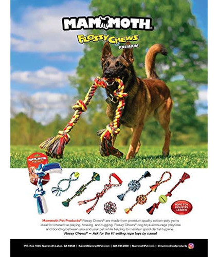 Mammoth Flossy Chews Color 3 Knot Tug W/mini Tennis Ball - P 1