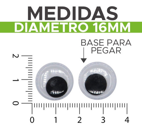 Ojos Moviles 16mm P/ Pegar Ojitos Artesanias Deco X 100 Unid 1
