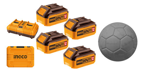 Set Kit De 4 Baterías 5ah + Cargador Doble + Valija Ingco 0