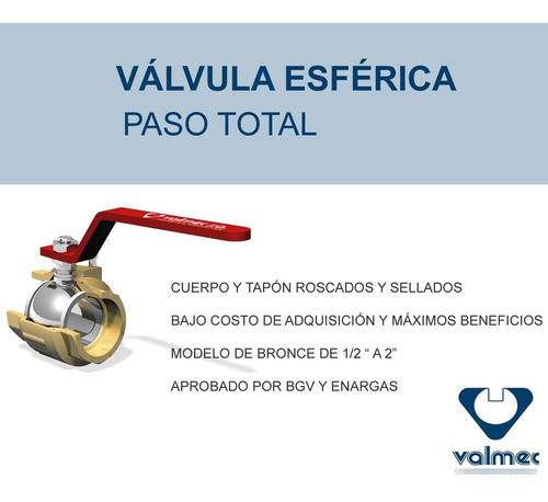 Valvula Esferica Llave Paso Total Gas 1 1/2  Valmec Aprobada 1