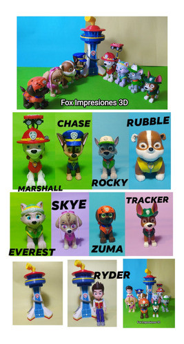 Paw Patrol  5 Personajes De La Serie. Plástico Impresora 3d. 1