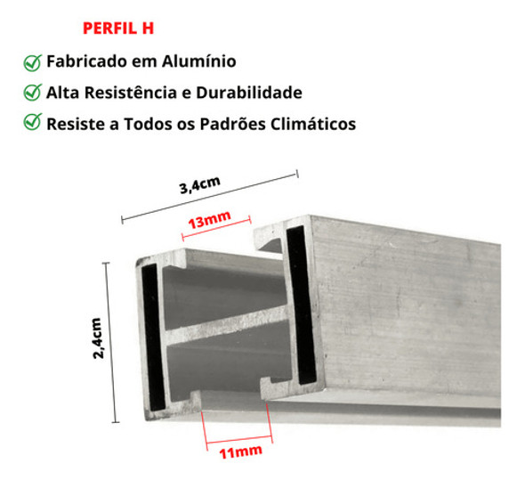 Perfil Barra Trilho Fixa Placa Painel Solar 4,80 Metros 1