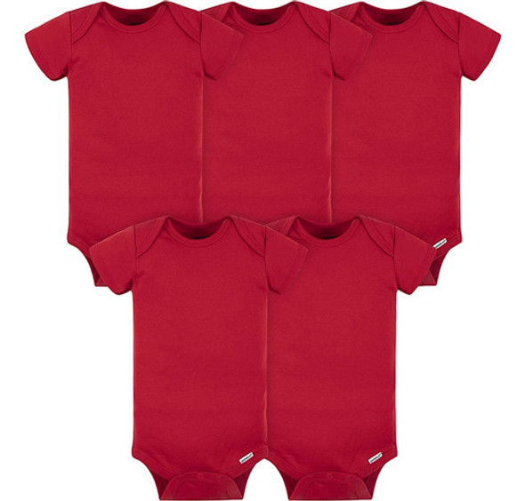 Gerber Baby Boys 5-pack Solid Onesies Bodysuits Camisa, Rojo 0