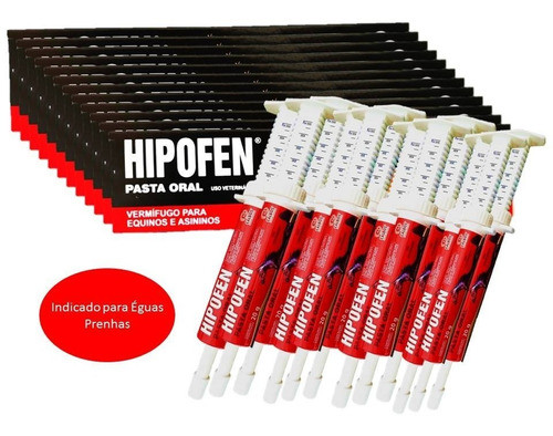 Hipofen Vermífugo Oral Égua Cavalo Potro Manga Larga 12 Unid 0