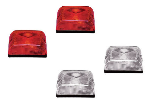 Kit Lanterna Retangular Pisca Vigia Teto Bau Furgão Cristal 0