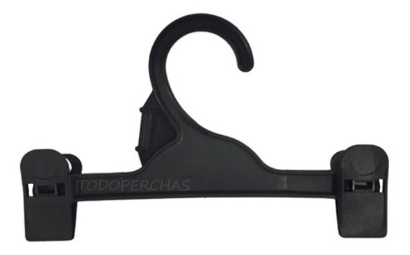 50 Perchas De Plastico Negro Con Broches Resortes 19 Cm 0