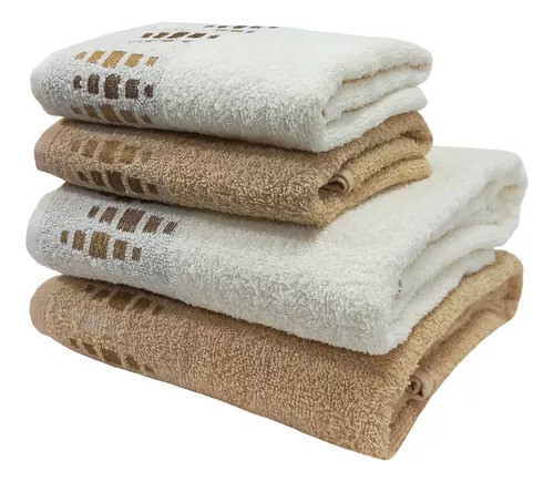 Jogo De Banho Amaya C/5 Peças Cor:mostarda/creme Lufamar 0