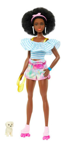 Muñeca Barbie Patines De Moda + Mascota Mattel Febo 0