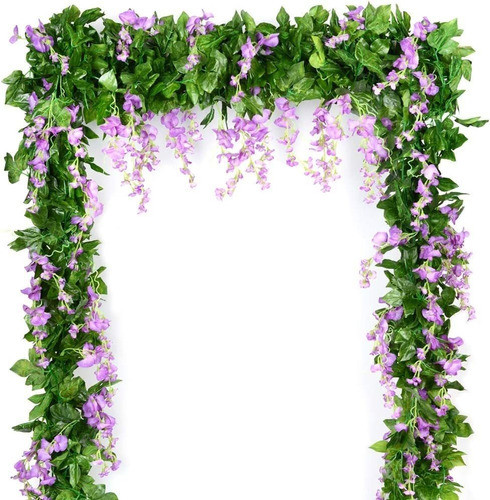 5 Guirnaldas De Flores De Glicina Artificial - Morada 0