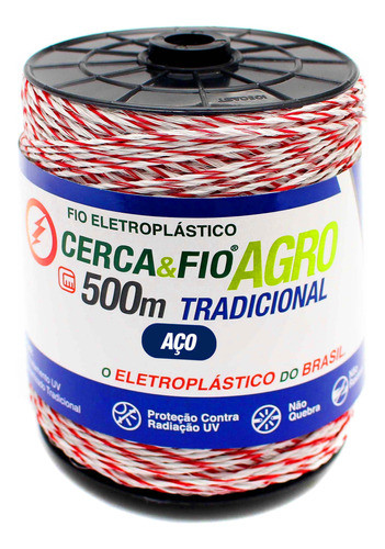Kit 3 Fio Eletroplástico Cerca Elétrica Agro 15x6 500m Rural 1