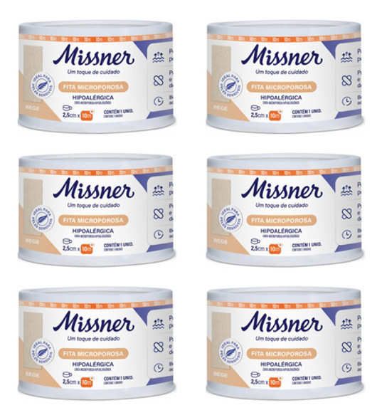Fita Microporosa Bege 2,5cm X 10m Missner 06 Unidades 0