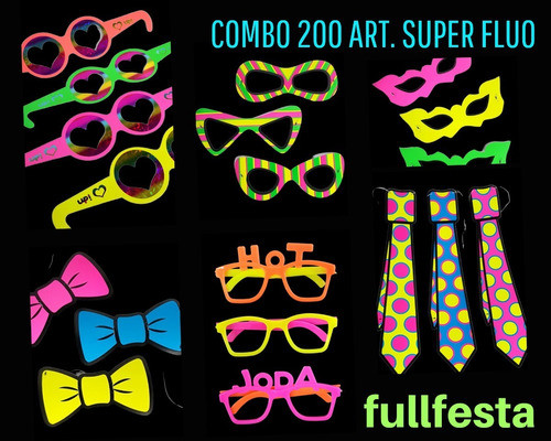 Kit/combo Fluo Cotillón 200 Art./50 Pers.+50 Barbijos Regalo 0
