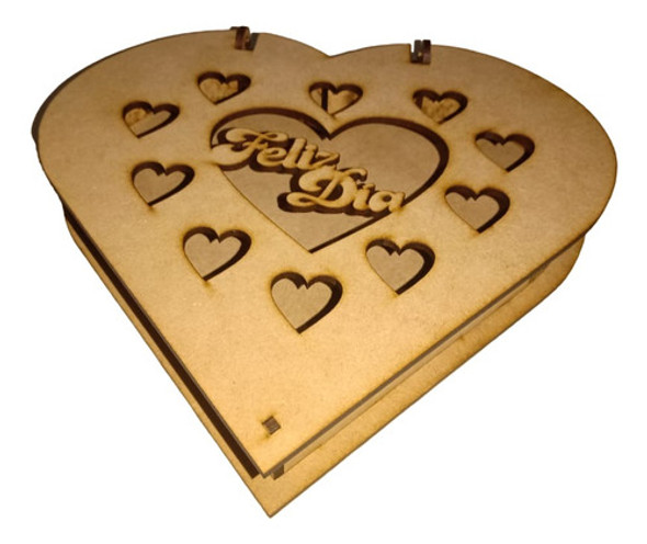 10 Caja Bombonera Corazón En Fibrofacil Láser 23x21x4cm 0