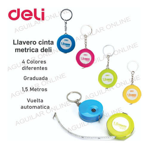 3 Cintas Métrica Llavero 1,5mts Semiflexible Deli Centímetro 1