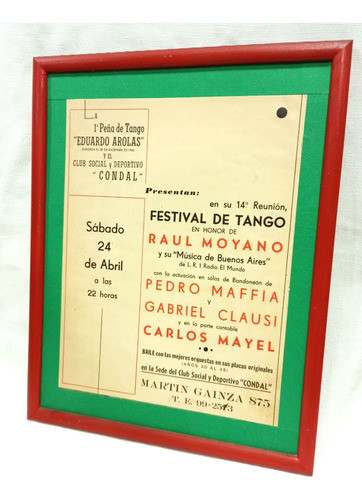 Lámina Enmarcada Antiguo Afiche Festival Tango Maffia Clausi 1