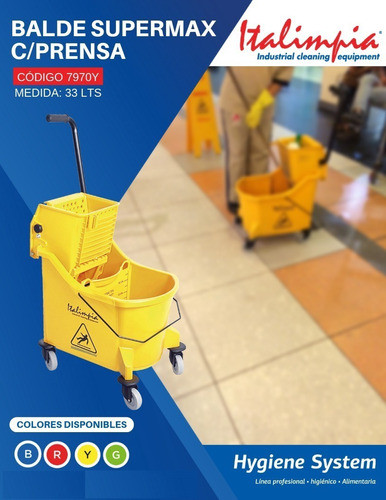Balde Supermax + Prensa + Mopa  + Sujetamopa Italimpia 1