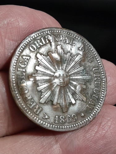 Moneda Uruguay 2 Centesimo 1869 C/ Resello Ref 501 Libro 4 1