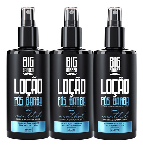 Loção Pós Barba Big Barber 250ml Menthol Hidratante 3 Unidad 0