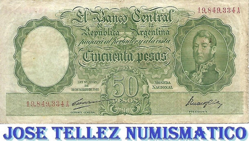 Bottero 1983 $50 Moneda Nacional Serie A N Rojos Mb- Palermo 0