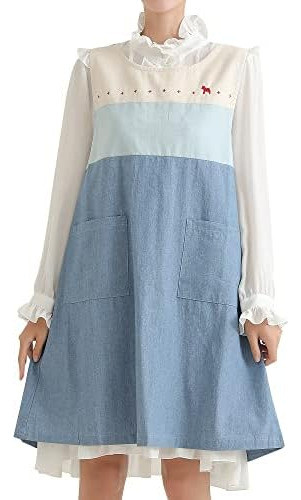 Delantal De Mezclilla De Algodón Bordado De Pony, Dela... 0