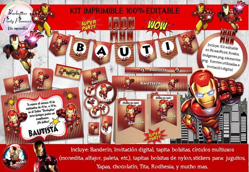 Kit Imprimible Candy Bar Ironman 100% Editable 1