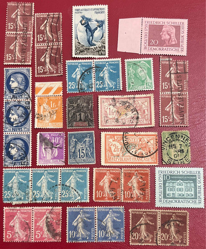 Sello Correo Francia Antiguo 33 Estampillas De Colección 0