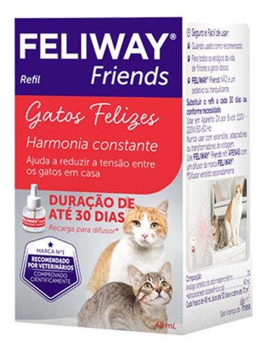 Refil Feliway Friends Comportamento Gatos Felinos Ceva 48ml 1