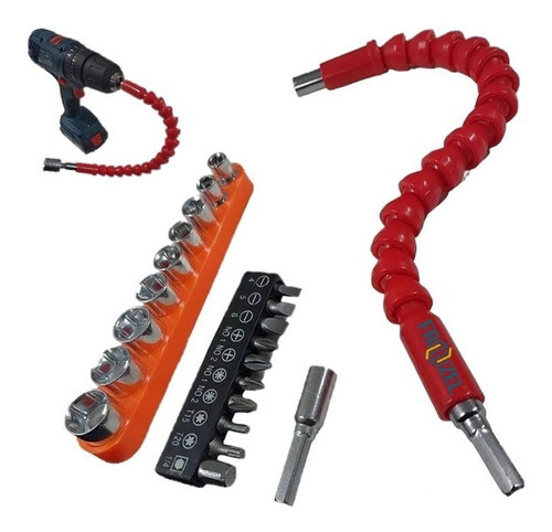 Kit Chaves/bit Prolongador Flexivel Parafusadeira Universal 1