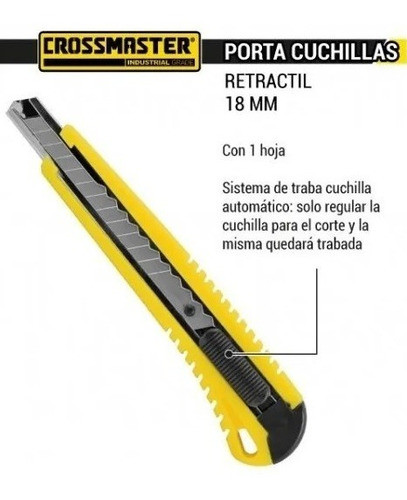Cutter 18mm 1 Hoja Porta Cuchilla Retractil  Crosmaster 1