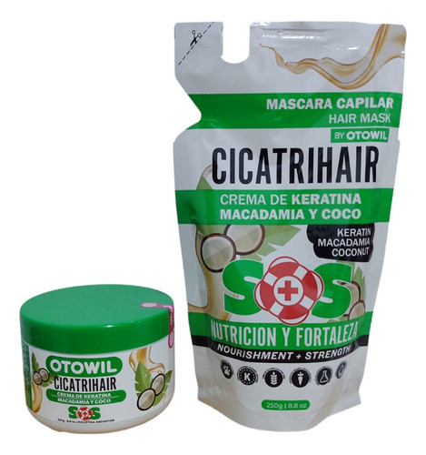 Mascara Capilar Cicatrihair Macadamia Repuesto + Pote X250g 0
