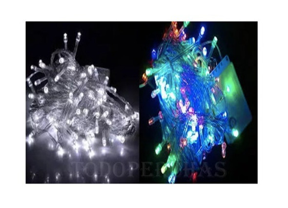 Luces Luz Led Navidad X100 Guirnalda Multicolor Cable Verde 1