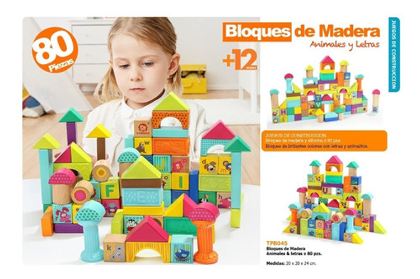 Bloques De Madera Letras Animales Juego Didactico Top Bright 1