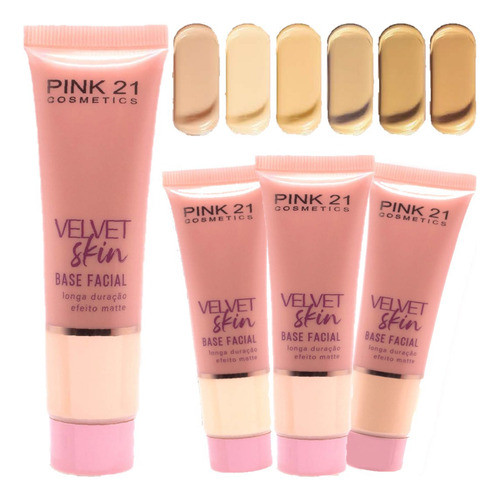 6 Base Matte Tons Claros Velvet Skin Cs4363 Pink 21 Atacado 0